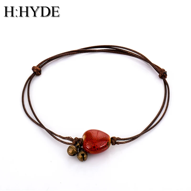 H: HYDE творческие модные керамические ножные браслеты ручной работы с сердечком