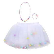 Юбки для девочек летняя одежда для девочек комплект из 3 предметов, высокое качество, балетная юбка-пачка для маленьких девочек+ браслет+ ожерелье, праздничный комплект, Прямая поставка