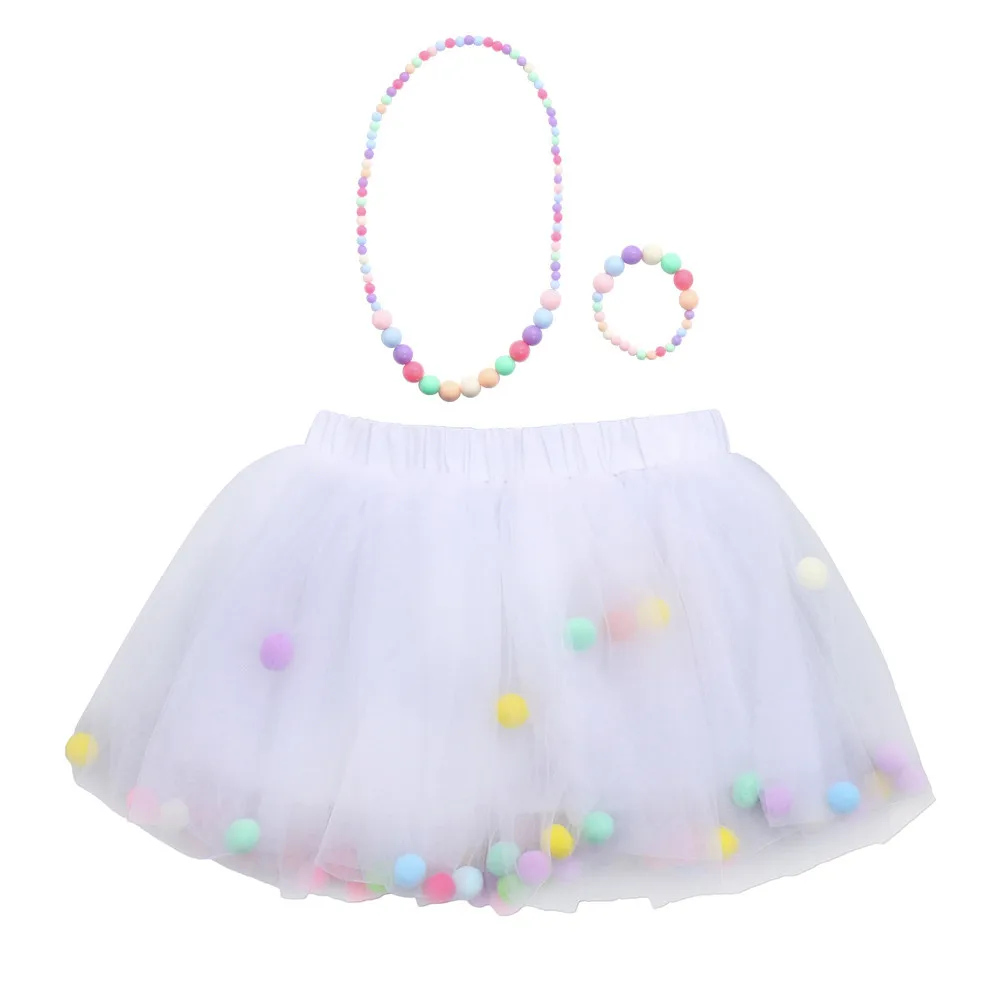 

Girl skirts Summer Girls Clothing 3Pcs High Quality Baby Girls Kids Tutu Ballet Skirts+Bracelet+Necklace Party Set dropshipping