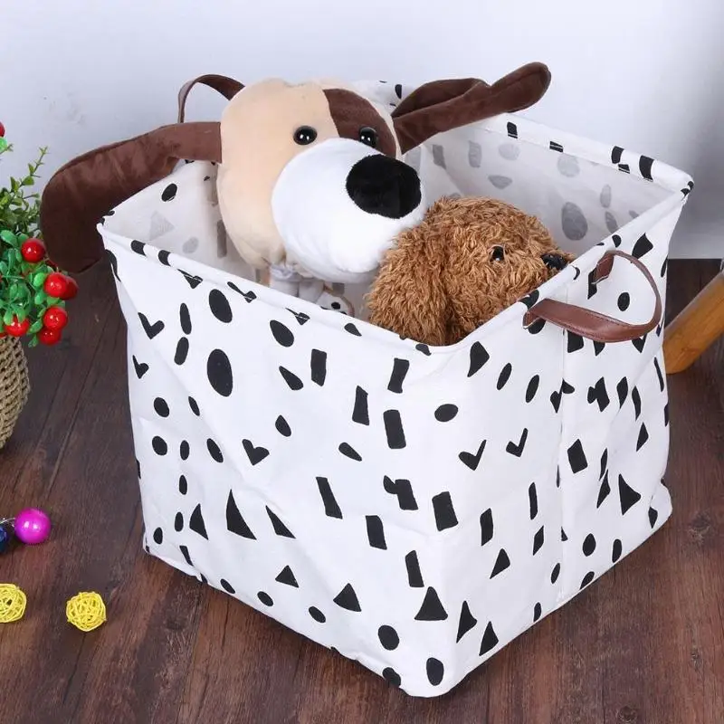 

Canvas Laundry Basket Storage 33*33*30cm Large Basket Toy Washing Basket Dirty Clothes Sundries Storage Box Leather Handle
