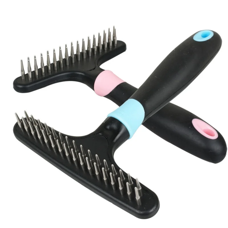

Practical Pet Fur Shedding Trimmer Grooming Rake Open Stainless Steel Comb