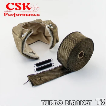

Titanium T3 Turbo Heat Shield Blanket Cover+10 Meter 2" Manifold Downpipe Wrap L