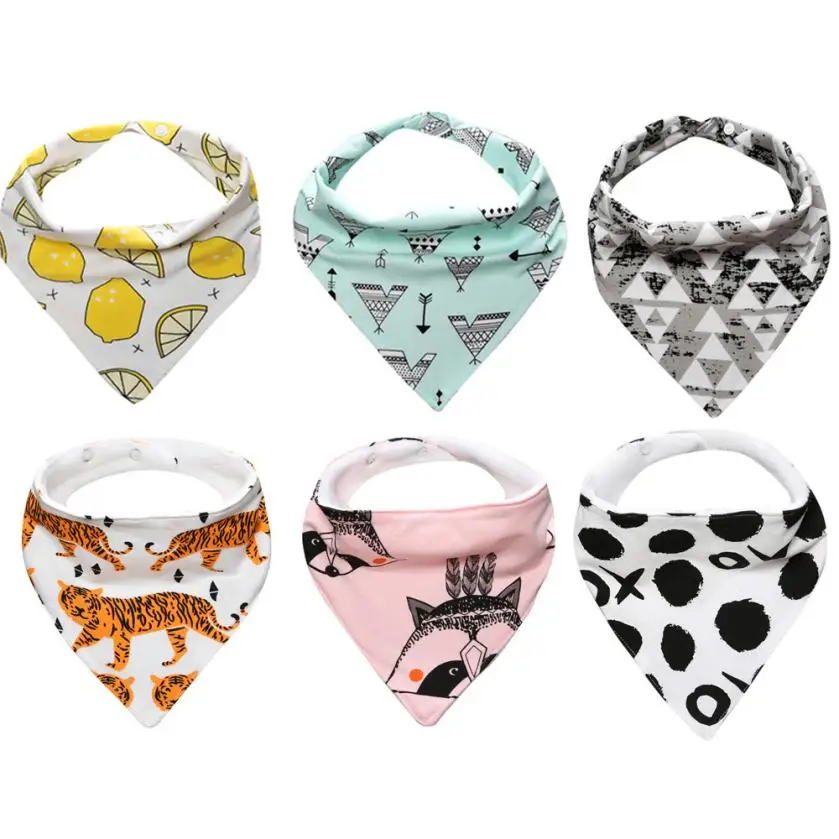 Baby Bibs&Burp Clothes Print Cotton Bandana Kids Feeding Towel Dribble Waterproof Baby Bibs for Babies 18Jul9