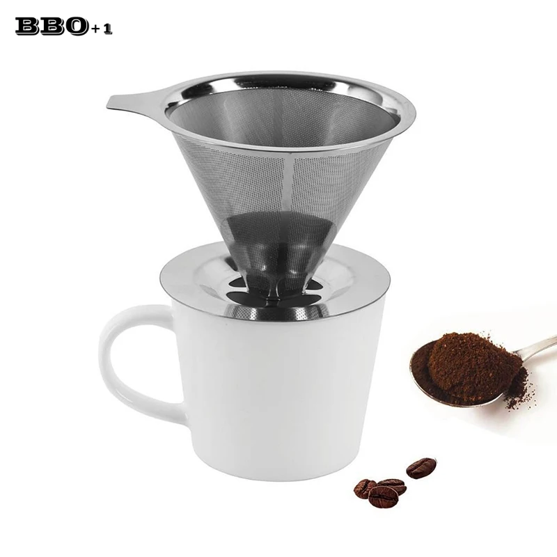 Metal Coffee Filters V Shape Filter Cup Strainer Tea Leaf Cone Filter