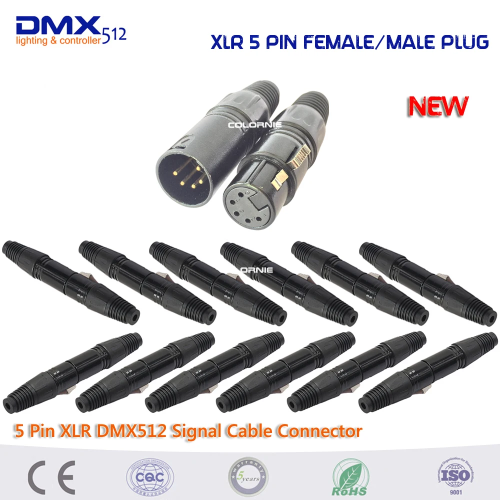 NEW 12 Pairs Male/Female 5 Pin XLR Plug Dmx512 signal
