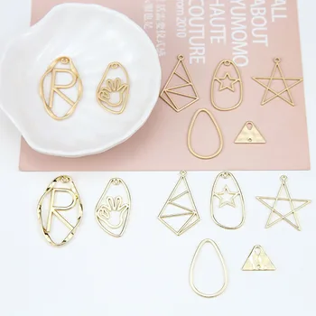 

New style 30pcs/lot geometry Irregular hollow water drop/stars shape alloy floating locket charms diy jewelry earring accessory