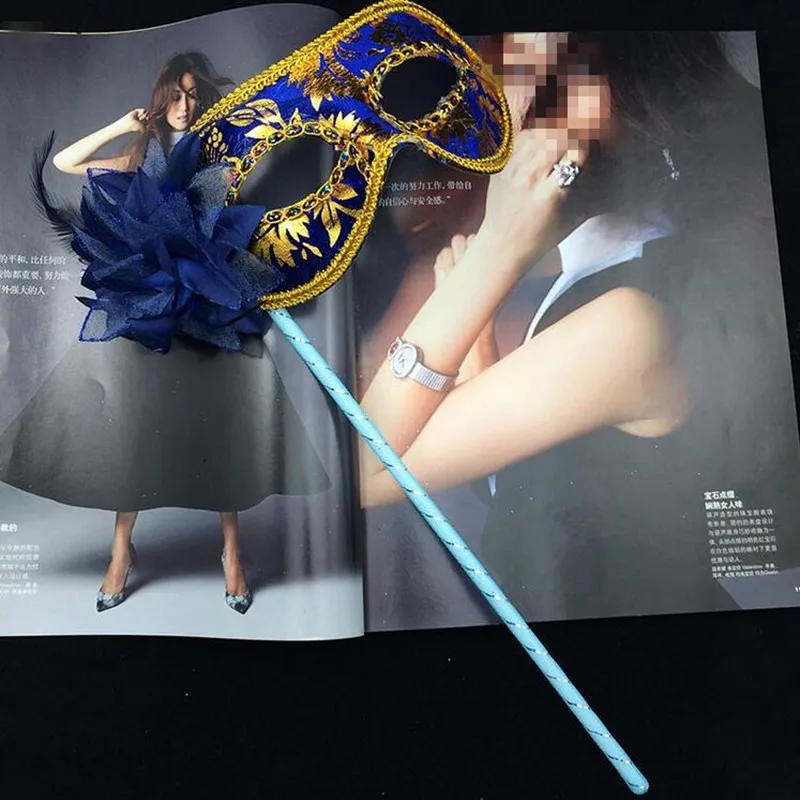 Colorful Flower Mask On A Stick Women Girls Venetian Princess Handheld Eye Mask Ball Party Dress Decor