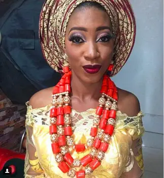 

Fabulous Big Coral Beads Women Bridal Jewelry Set Nigerian Wedding Real Coral Beads Jewelry Set African Costume Jewelry CNR308