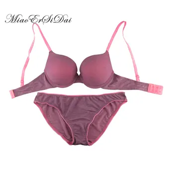 

MiaoErSiDai Comfort Fitness Bra Set Push up Bralette Pink/Grey 30/32/34.A/B