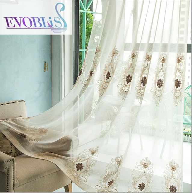 Coton et lin brodé voile rideaux pour salon de luxe sheer rideaux ... Coton et lin brodé voile rideaux pour salon de luxe sheer rideaux ...