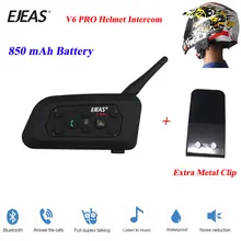 Ejeas 2018 1 шт. V6 Pro 1200 м multi BT переговорные Беспроводной мотоцикл Bluetooth Casco рации мотоциклетный шлем домофон