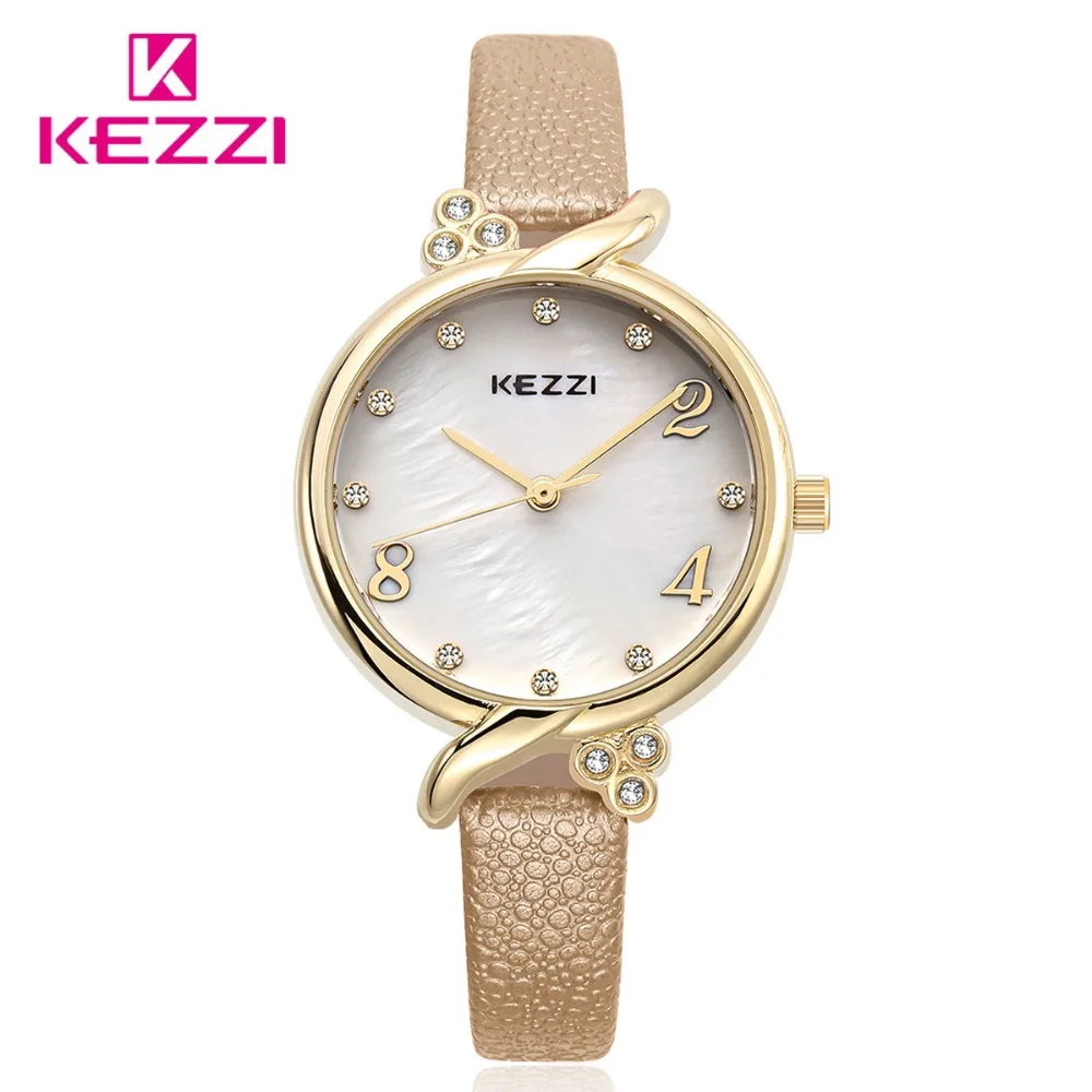 

KEZZI Fashion Leather Strap Women's Dress Watches Casual Luxury Watches Lady Quartz wristwatches For Women Brand clocks 2017
