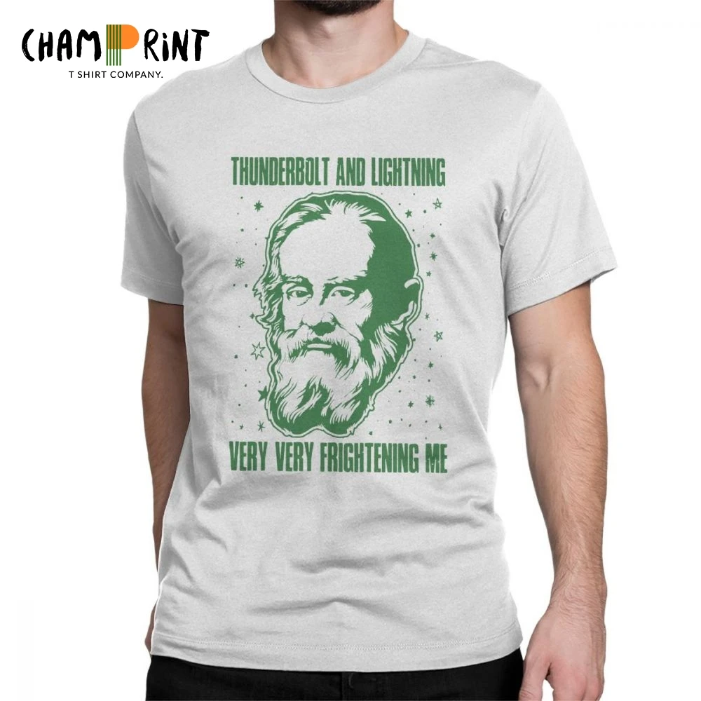 Men's T Shirts Thunderbolt And Lightning Graphic Tops Short Sleeve Galileo Meme Science Geek Tees O Neck Clothing Cotton T-Shirt