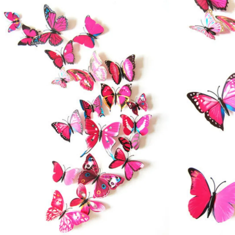 12Pcs PVC 3d Butterfly Wall Decor Wall Stickers for Home Decoration Wedding Living Room Wall Refrigerator Art Decals Drop Ship