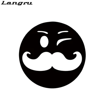 

Langru Personality Smiley Face With Mustache Vinyl Decal Car Window Bumper Sticker Jdm