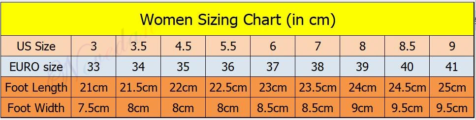 Women shoes sizing chart_