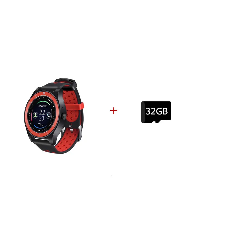 Цветной ips экран Смарт-часы телефон фитнес-трекер спортивные наручные часы Поддержка SIM TF карта Шагомер монитор сна 0.3MP камера - Цвет: Black Red 32GB