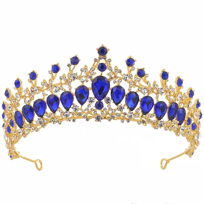 Большие стразы Noiva диадема синий кристалл свадебные тиары и короны корональный головной убор Свадебные украшения для волос аксессуары для невесты BH - Окраска металла: Blue
