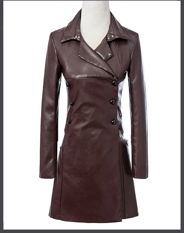 Высококачественная модная куртка из искусственной кожи, осенне-зимняя ветровка с длинными рукавами, тонкая двубортная одежда оверсайз большого размера L1392