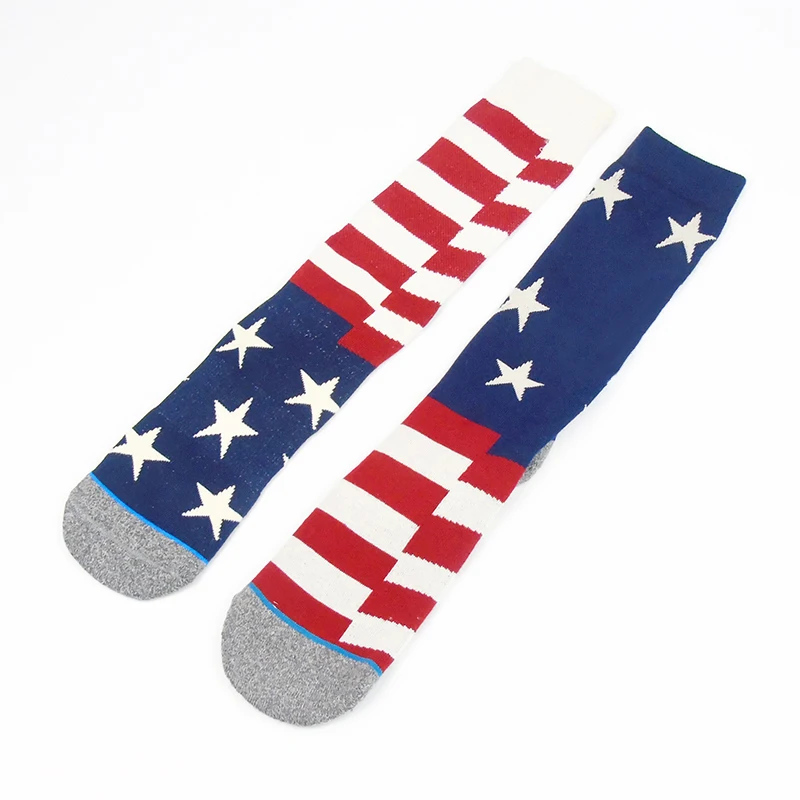 Мужские носки для скейтбординга, носки с американским флагом, баскетбольные носки без костей, с полосками звезд, жаккардовые, хлопковые