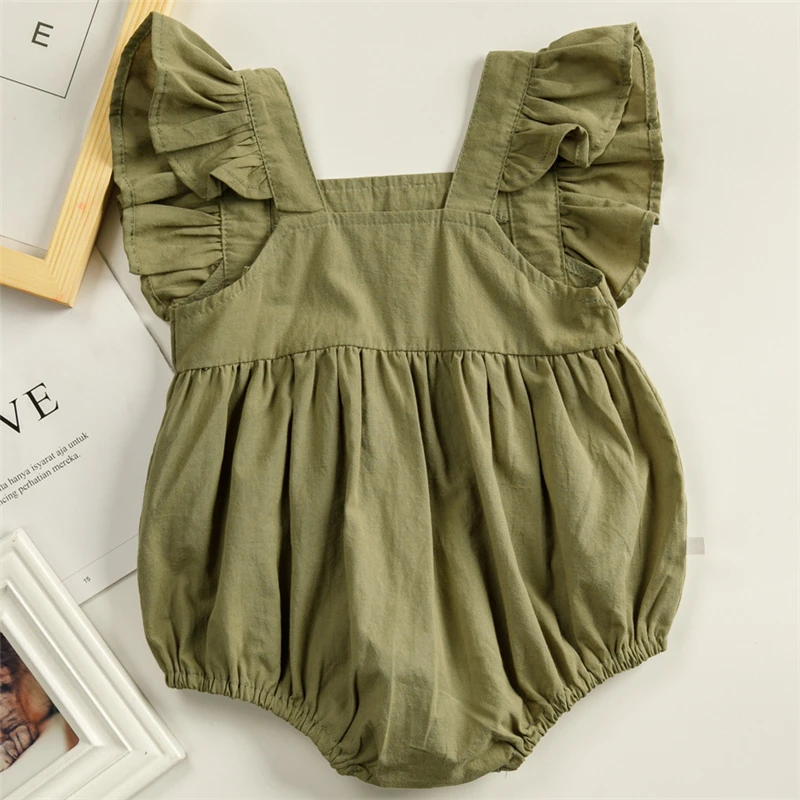 EnkeliBB летняя одежда для новорожденных девочек милый цельнокроеный комбинезон без рукавов с треугольниками, новая милая одежда для маленьких девочек розового и зеленого цвета