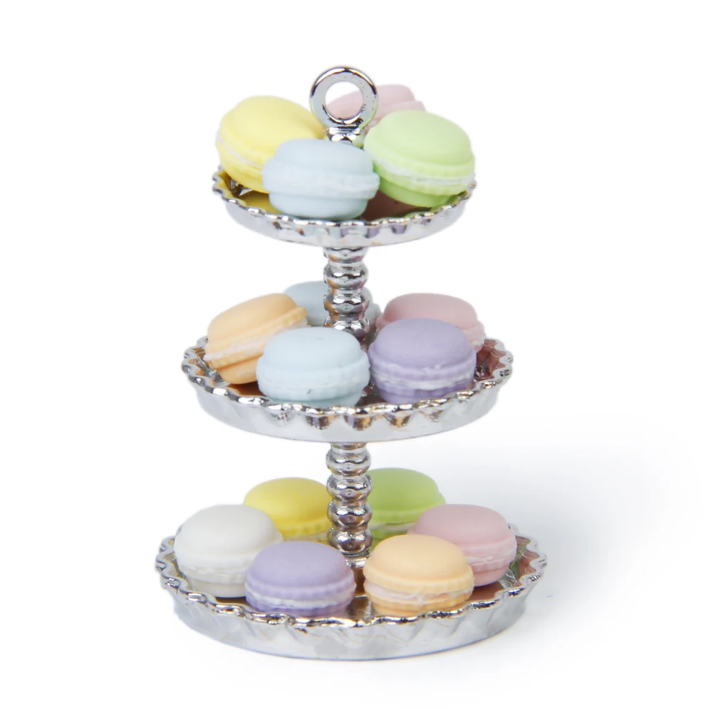 15 Pieces Dollhouse Miniature Kitchen Food Dessert Tea Time Snack French Macaroon 1:12 Scale Doll House Decor Ornaments