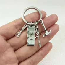 

YWOSPX Newest Fashion Grandpa Dad Work Tools Keychain Pendant Tool Ruler Wrench Hammer Men Keyring Key Chains Father's Day Gifts