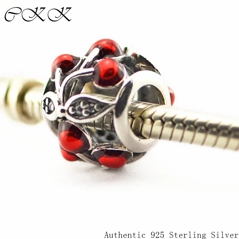 

Sweet Cherries Openwork Charm 100% 925 Sterling Silver Red Cz Beads for Jewelry Making Fit Bracelets DIY Fine Jewelry PF395