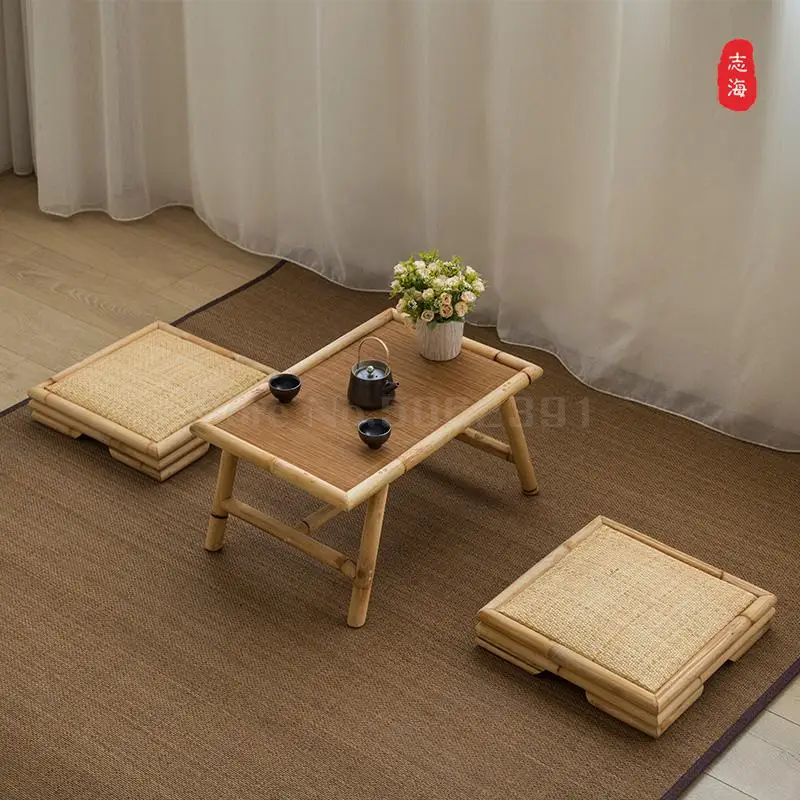 Simple bay window tatami coffee table table Japanese style small coffee table creative tea table and chairs solid wood Zen table