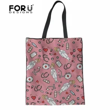 FORUDESIGNS эскиз медицинские розовые сумки для шоппинга холщовая женская сумка через плечо многоразовая складная сумка для похода в магазин Дамская тканевая сумка