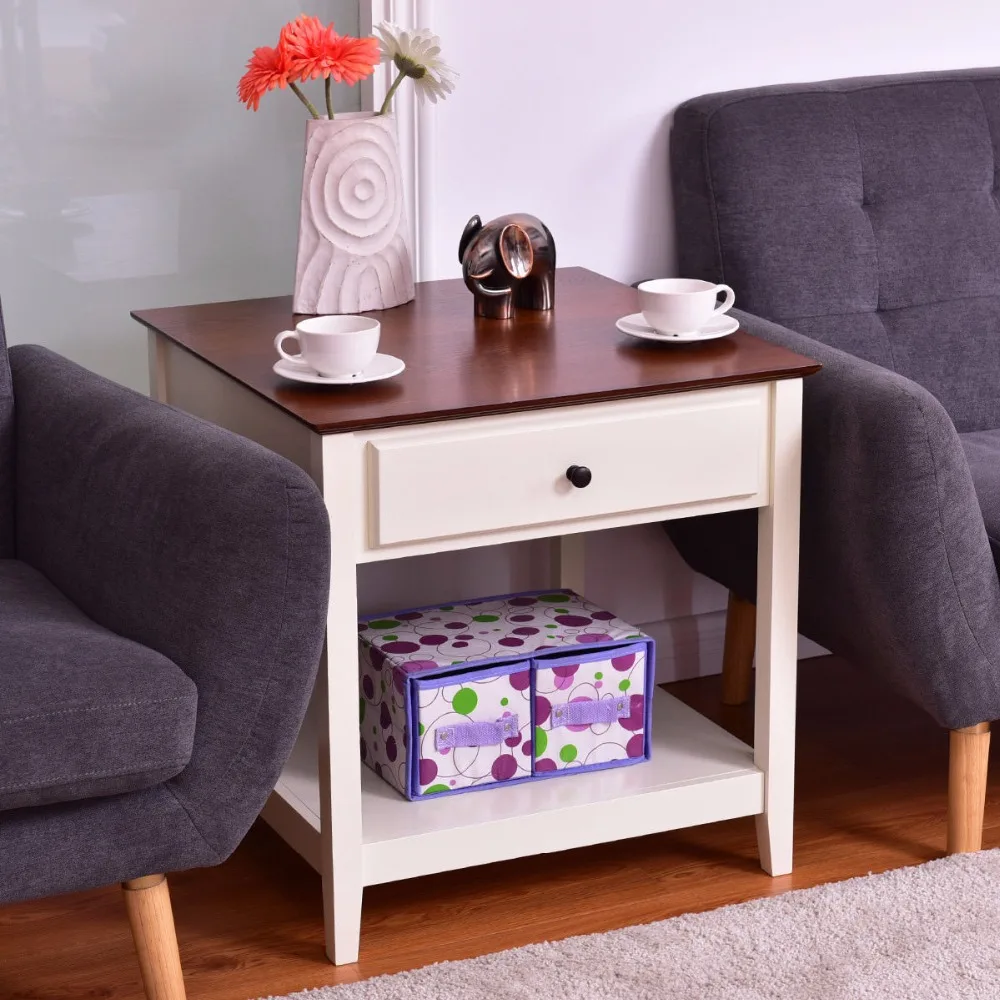 Giantex Wood Side Table End Table Night Stand Coffee Table with Drawer and Shelf Square Home Furniture HW56281 Giantex Wood Side Table End Table Night Stand Coffee Table with Drawer and Shelf Square Home Furniture HW56281
