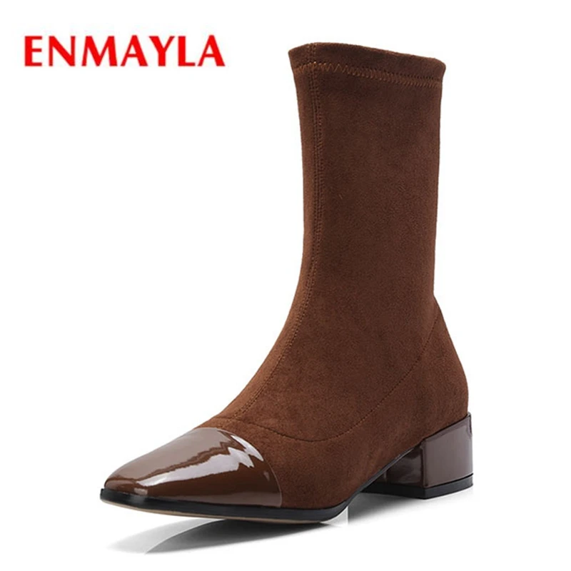 

ENMAYLA Round Toe Ankle Boots for Women Winter Boots for Girls botas mujer Big size 34-43 ZYL1378