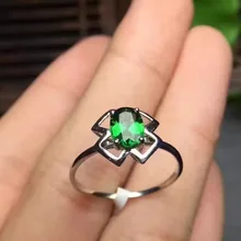 925 Silver natuarl Diopside rings girl fashion jewelry silver 925 jewelry 2017 New Women Ring Fine Jewelry