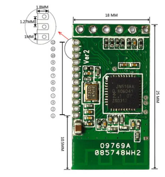 NXP 5169 ZIGBEE модуль поддерживает переключатель штекер светильник и так далее. С входом 12 pin 2,6 v~ 3,3 v