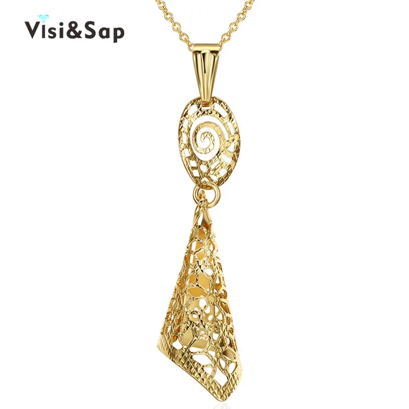 

Visisap Conch Hollow Necklaces For Women Gold Color Vintage Lady Stereoscopic Necklace Chains Pendants Wholesale Jewelry VCN185