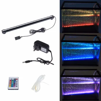 

46CM 18 LED Colorful Air Bubble LED Aquarium Light Fish Tank Coral Lamp Tube IP68 Waterproof Underwater RGB Led Light