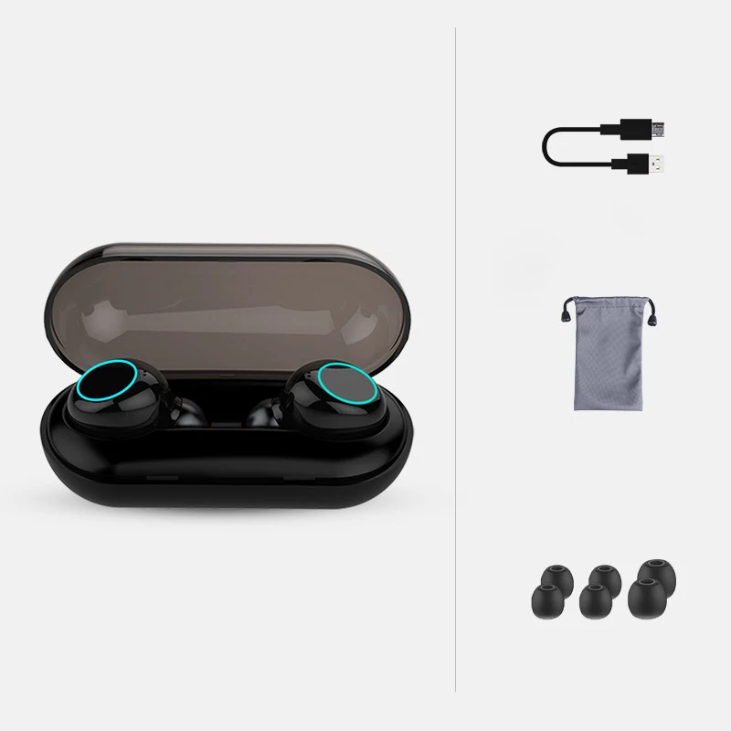 Беспроводные наушники, bluetooth-гарнитура с сенсорным управлением, шумоподавление IPX 7, водонепроницаемые стерео наушники-вкладыши для Xiaomi iPhone - Цвет: A black