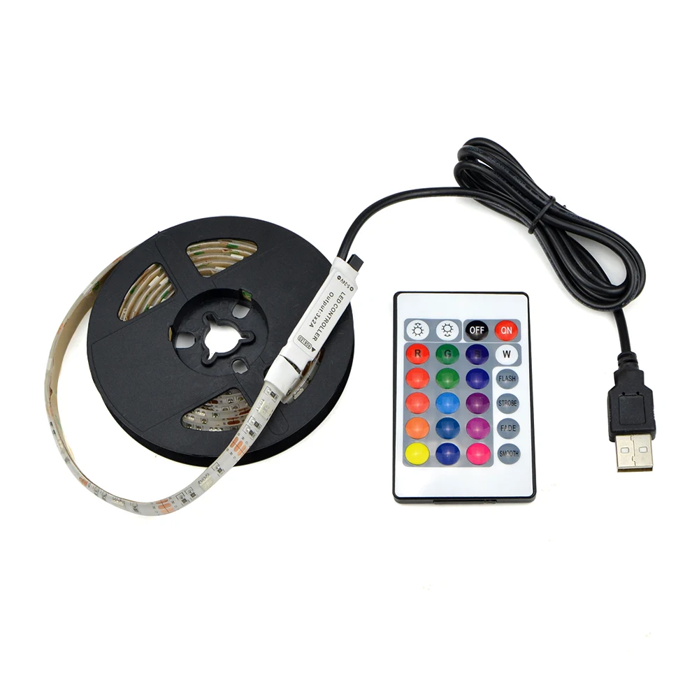 5V USB Port RGB LED Strip Light 5050SMD 30 leds/m Lamp String Tape