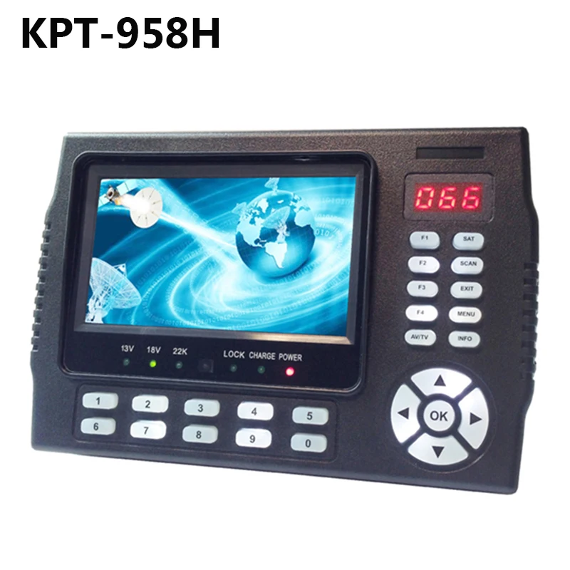 KPT-958H DVB-S2 DVB-S DVBT2 4.3 inch TFT LED Satfinder MPEG-4 1080P Full HD Handheld KPT 958H Satellite finder Meter KPT-958H DVB-S2 DVB-S DVBT2 4.3 inch TFT LED Satfinder MPEG-4 1080P Full HD Handheld KPT 958H Satellite finder Meter