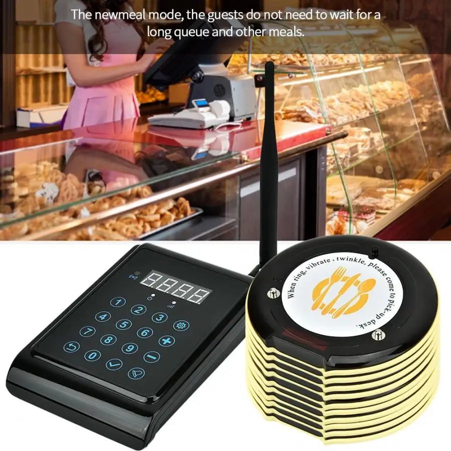 

pager Restaurant Coaster Wireless Paging Waiting Queuing System One Transmitter and Ten Pagers call system