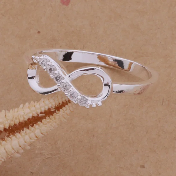 

Fashion Silver Jewelry Concise CZ Nice Ring Lucky Number 8 For Women Men AR322