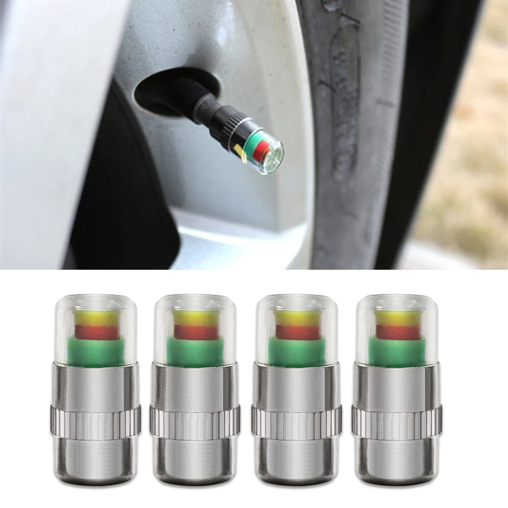 

4pcs Air Alert Tire Valve Cap Tire Pressure Alarm Monitoring Digital Tire Air Pressure Gauge ABS Display For Car Motorcycle Bike