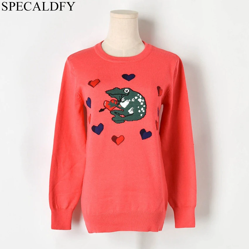 

2019 Runway Sweater Women Long Sleeve Knitted Sweaters Autumn Winter Cartoon Jacquard Pullover Jumper Pull Femme Sueter Mujer