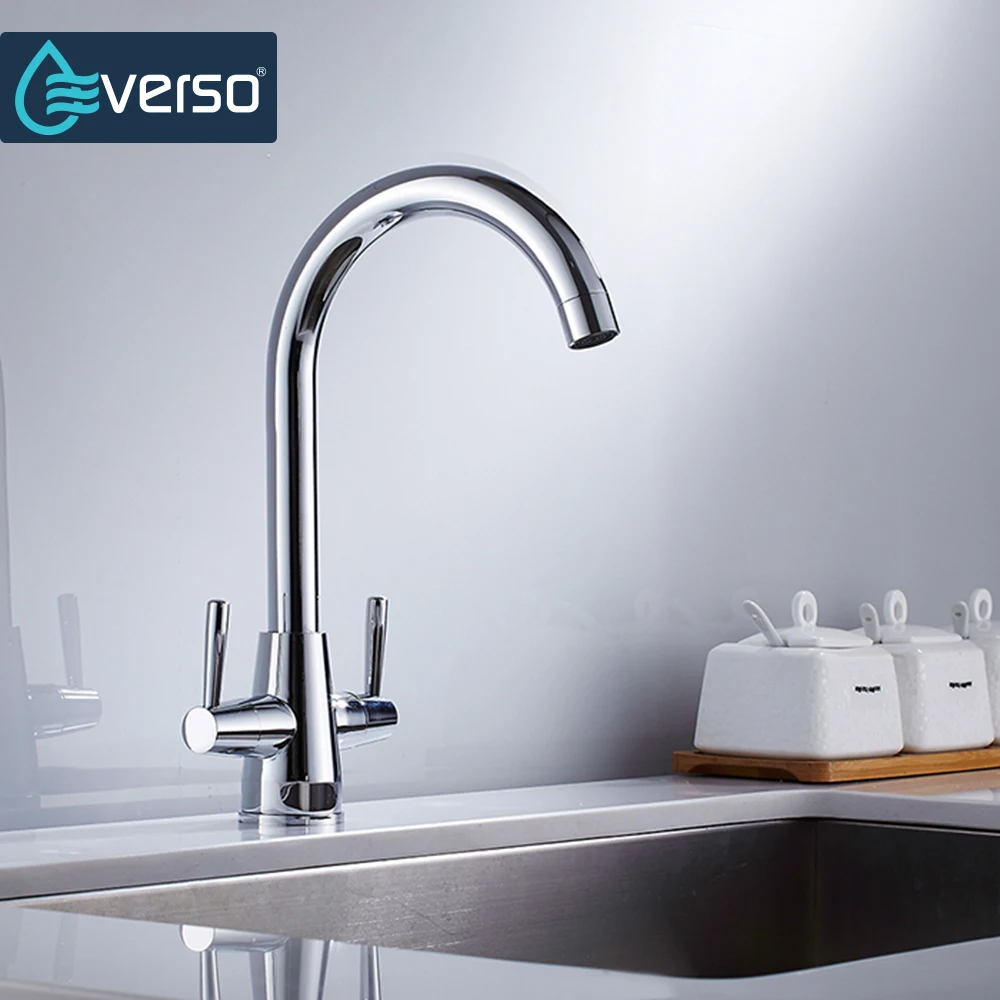 Hot Sale Brass Kitchen Faucet 360 Rotating Kitchen Sink Faucet Chrome Dual Holder Single Hole