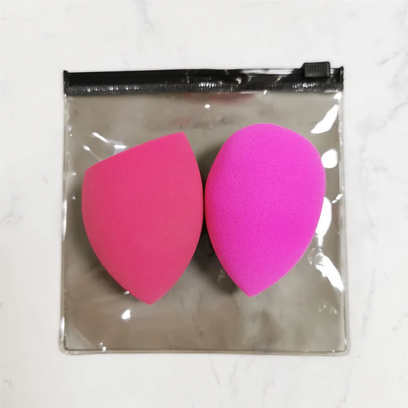 2pcs Beauty Makeup Sponge Puff Set Powder Foundation Blending Sponge Latex-Free Dry Wet Use Cosmetic Egg Mix Color 2 Shapes+ Bag - Цвет: Pink and Rose