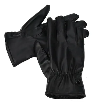 

1 Pair Men PU Leather Gloves Male Winter Warm Gloves Waterproof Fingerless Gloves de15de21
