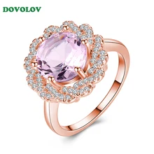 Dovolov модные белые розовое золото Цвет ювелирные кольца для Для женщин циркония окружающей горный хрусталь обручальные кольца C303