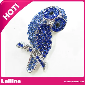 

Lovely Blue Rhinestone Crystal Brooch Owl Brooch Pin Art Decoration Crystal Brooch Pin Wedding Accessories Bridal Bouquet