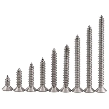 

GuHua 304 Stainless steel Cross Countersunk Head Self Tapping Screw KA Flat Head Self-tapping Wood Screw M1M1.2M1.4M1.7M2 100PCS