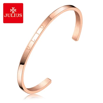 

Julius New Lady Stainless Steel Bracelet Woman High Quality Rose Gold Color Silver Color Open Bracelets Bangles Jewey